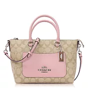 COACH 經典 PVC / 小款 / 斜背兩用包卡其粉