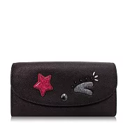 COACH 十字紋皮革 / 星星貼花 限定 / 信封式長夾紫紅