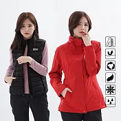 【遊遍天下】二件式女款GlobeTex防水透濕外套+防潑保暖90%羽絨背心(GJ25007)S紅色