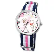 【Disney迪士尼】小熊維尼.小豬奇幻旅程織帶手錶粉藍