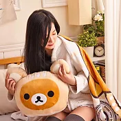 Rilakkuma 梅花小鹿拉拉熊暖心抱枕(附輕柔毛毯) 拉拉熊-咖啡色