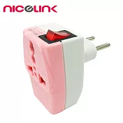 (2入組)NICELINK旅行萬用轉接頭-區域型 獨立開關-2組插座WSAII-9C粉
