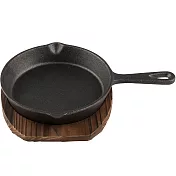 《CreativeTops》竹盤+迷你單柄鑄鐵煎烤盤(圓14.5cm)