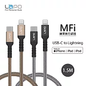 【LAPO】Type-C to Lightning PD MFI充電傳輸線 1.5M 鑽石黑