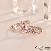 【Sayaka紗彌佳】925純銀長髮公主皇冠造型玫瑰金鑲鑽戒指 -2件組