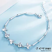 【Sayaka紗彌佳】優雅幸福四葉草彩鑽交織手鍊 -白鑽