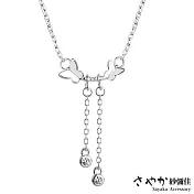 【Sayaka紗彌佳】甜美氣質蝴蝶雙飛流蘇垂墜鑲鑽項鍊-白金色