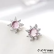 【Sayaka紗彌佳】閃耀奪目太陽花鑲鑽造型耳環 -粉鑽
