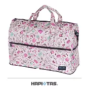 HAPI+TAS 格紋摺疊旅行袋(大)-米色女孩小物