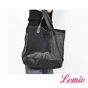 【Lemio】LD系列訂製尼龍網帶子母單肩包(性格黑)