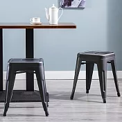 E-home 二入組Una尤娜工業風可堆疊金屬吧檯椅-高45cm 三色可選黑色