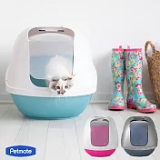 美國Petmate 掀蓋型全罩式貓砂盆- 粉藍