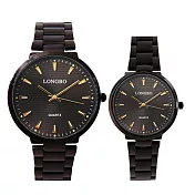 LONGBO龍波 80559 簡單線條簡易刻度時尚對錶手錶 - 黑面金針 大