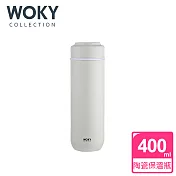 【WOKY 沃廚】JIN真瓷系列-輕量隨行陶瓷保溫瓶400ML(3色可選)米色