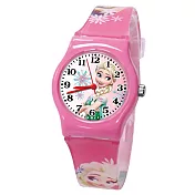 Frozen冰雪奇緣 艾莎和安娜攜手相伴與俏皮雪寶卡通膠錶 - FZ-7131 粉