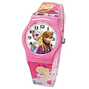 Frozen冰雪奇緣 艾莎和安娜攜手相伴與俏皮雪寶卡通膠錶 - FZ-7102 粉