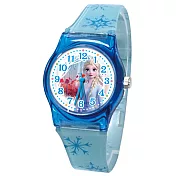 Frozen冰雪奇緣 艾莎和安娜攜手相伴與俏皮雪寶卡通膠錶 - FZ-2305 藍