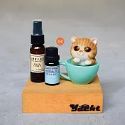 【YACHT 遊艇精品文創】搖頭貓咪杯原木手機座+檜木擴香精油(送限量檜木純露)C-2 綠杯子