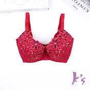 【K’s 凱恩絲】有氧蠶絲透氣綻放花花大紅內衣B97款34/75E紅色