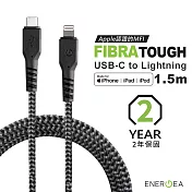 ENERGEA iPhone USB-C to Lightning Fibratough快充MFI認證傳輸線 1.5m 黑色
