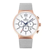 OBAKU 暴風元素三眼腕錶腕錶-銀X玫瑰金