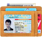 《Kinzd》瘋馬皮防盜證件卡夾(黃)