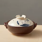 有種創意-日本萬古燒-手繪土鍋8號-貓咪打呼(2.1L)