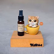【YACHT 遊艇精品文創】搖頭貓咪杯杯原木手機座(送限量檜木純露)C-4 黃杯子