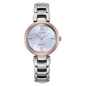 CITIZEN 蝶舞春園光動能時尚腕錶-銀X玫瑰金