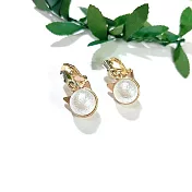 【Ada】韓國流行俏皮可愛貓咪珍珠造型耳環 耳夾 (金色 夾式耳環 無耳洞)