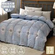 【京都手祚】韓版珠光棉加厚羽絲絨雙人保暖冬被(皇家藍調)