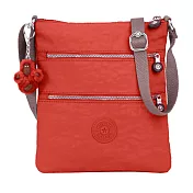 KIPLING 尼龍前雙拉鍊斜揹包-桔