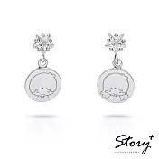 STORY故事銀飾-雙星仙子系列 kikilala-星光純銀耳環(白K金)穿式針式