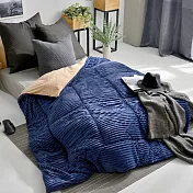 義大利La Belle《魔幻撞色》3D立體魔法絨暖暖被 150*195CM (深藍x駝色)