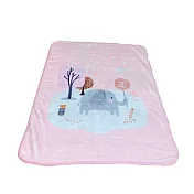 【Leafbaby】 兒童房幼兒園可用冬天保暖法蘭雲貂絨兒童蓋毯-櫻花樹下的小象