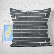 IHERMI 黑色磚造石牆A 抱枕套 45cm 台灣製