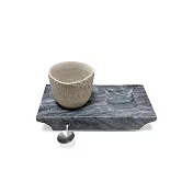 Sofistia 秘魯工匠手工天然家居杯盤組-(附陶瓷杯/金屬勺)灰色
