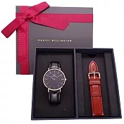 DW Daniel Wellington 經典中的珍貴收藏時尚優質皮革腕錶-黑竹節+玫瑰金/40mm