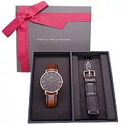 DW Daniel Wellington 經典中的珍貴收藏時尚優質皮革腕錶-咖啡+玫瑰金/40mm