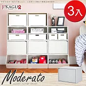 JP Kagu 日式品味DIY木質單格門櫃/收納櫃3入(木紋白)