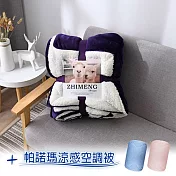 【ZHIMENG】雙層加厚法蘭羊羔絨被毯(4色)+【帕諾瑪】空調涼感被(2色)瑪瑙紫+藍