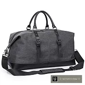 【US.STYLE】首爾風尚防潑水旅行側背手提兩用旅行袋(性格黑)