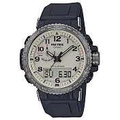 CASIO卡西歐  G-SHOCK系列 雙顯電波手錶 (PRW-50Y-1B)-黑x米白