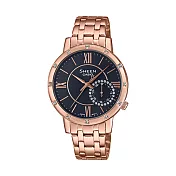 CASIO卡西歐  SHEEN系列 典雅手錶 SHE-3046PG-8A)-黑x玫瑰金