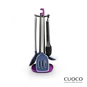 【義大利CUOCO】廚具六件組(湯勺、濾勺、炒鏟、煎鏟、料理夾、掛座)