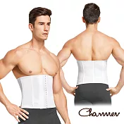 【Charmen】可調式三段排扣收腹塑腰帶 束腰套 男性塑身(白色 XL)