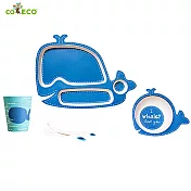 coeco竹纖維動物造型兒童餐具五件組-鯨魚