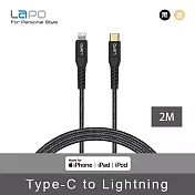 【LAPO】GREAT TOUGH II 極限系列 USB-C to Lightning 防彈纖維傳輸線(2M) 迷霧金