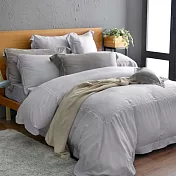 法國CASA BELLE《皇室香緹》雙人天絲刺繡四件式防蹣抗菌吸濕排汗兩用被床包組 銀色