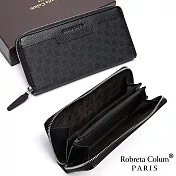 Roberta Colum - 尊爵格調頭層牛皮8卡單拉鍊長夾黑